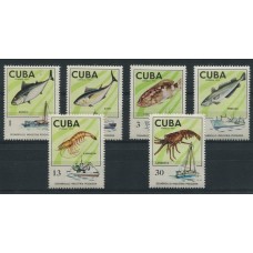 CUBA 1975 Yv. 1827/32 SERIE COMPLETA DE ESTAMPILLAS MINT FAUNA MARINA PECES